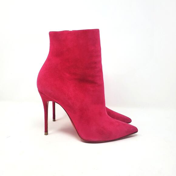 Christian Louboutin So Kate Booty Ankle Heeled Boots Suede 100 Pink Size 38 US 8 - Picture 5 of 13